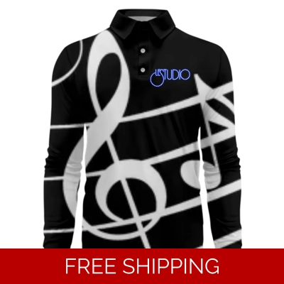 Le Studio Treble Clef  Custom 3D Long-Sleeved Polo Shirt